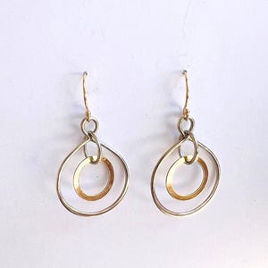 Mixed Metal Earrings: 14K Gold Washer, Sterling Silver Infinity Link