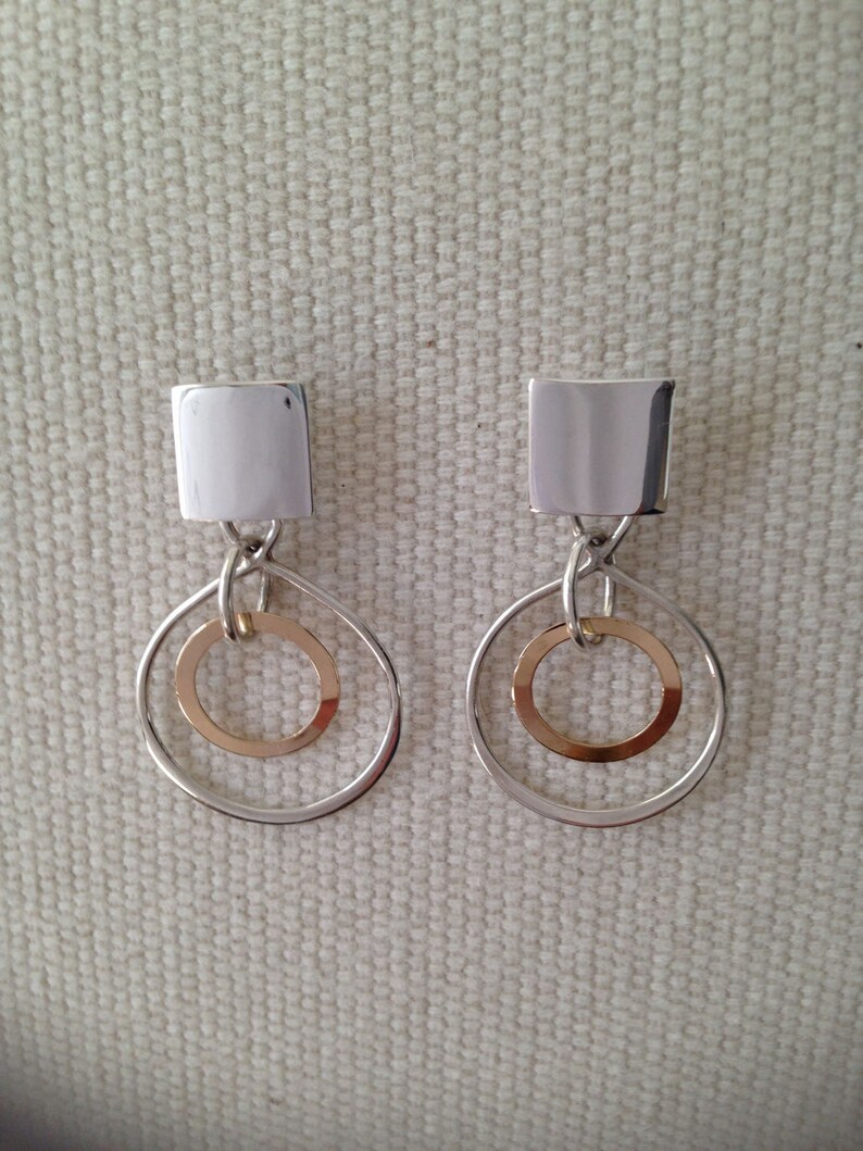 Mixed Metal Earrings: 14k Gold & Sterling Silver Infinity Link image 7