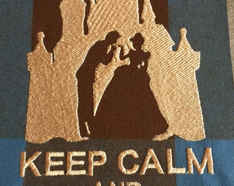 Mantener calma silueta de Cenicienta princesa bordado diseño