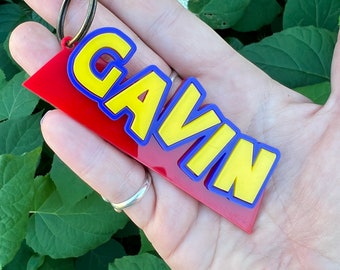 Toy Story Movie Inspired, 3D Acrylic Personalized Name Keychain, Personalized Bag Tag, Key Fob, Disney Toy Story