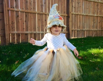 costume di Halloween per ragazza da bambina, modello di cappello spaventapasseri da bambina all'uncinetto, modello di cappello spaventapasseri all'uncinetto, costume di Halloween per bambini, costume da ragazza