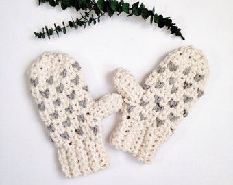 modelli invernali all'uncinetto / modello di guanti all'uncinetto / guanti con modello all'uncinetto / uncinetto Fair Isle / modello di filato voluminoso / PDF tutorial all'uncinetto