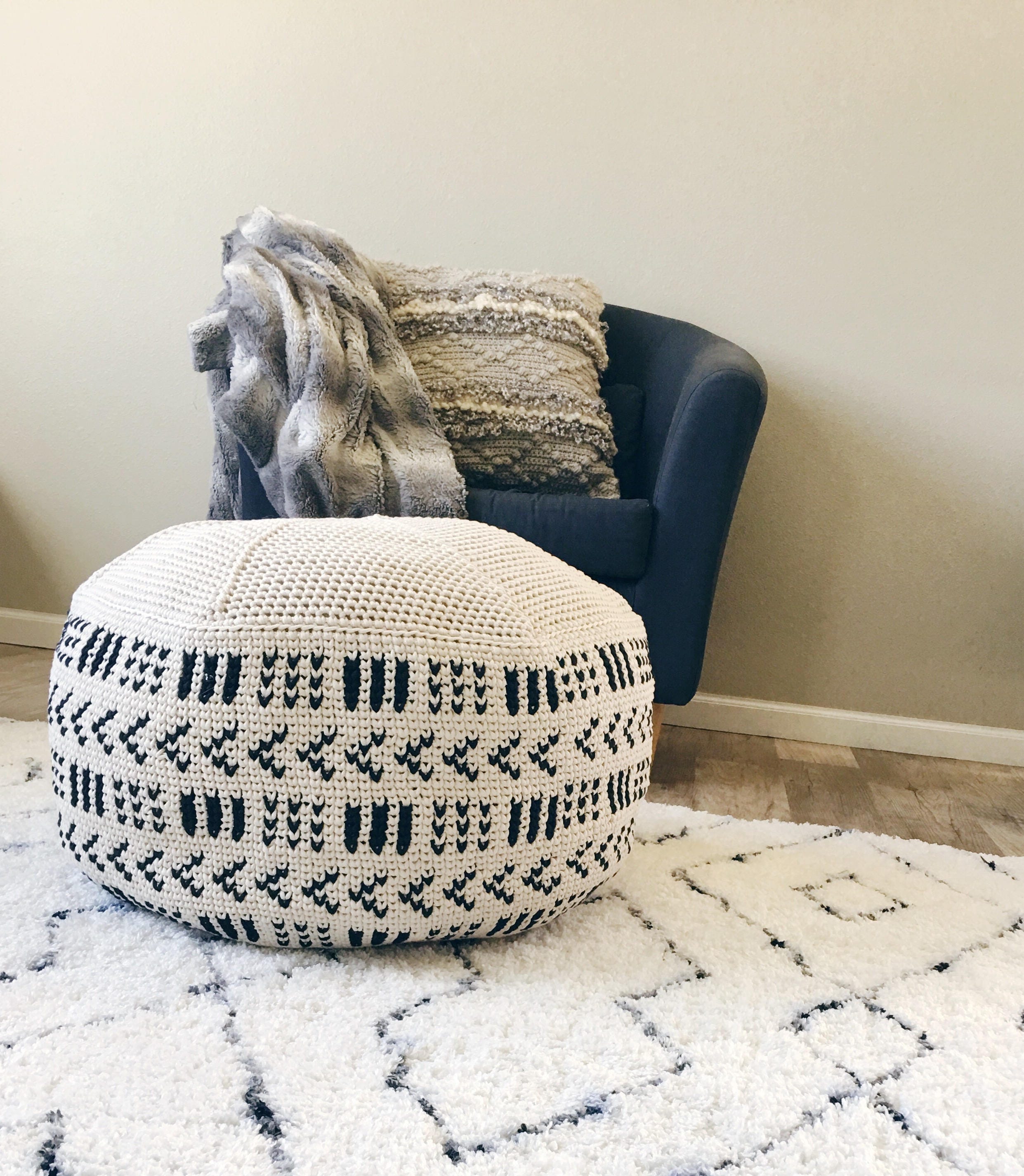 Crochet Pouf Pattern Crochet Floor Pouf Crochet Ottoman Etsy