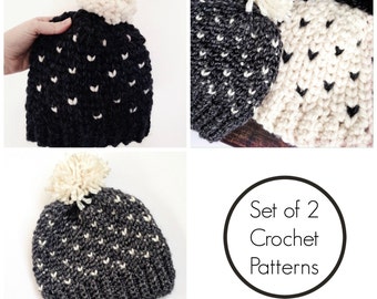 modello semplice all'uncinetto, pacchetto modello all'uncinetto, tutorial sul cappello all'uncinetto, arazzo all'uncinetto, Fair Isle all'uncinetto, uncinetto intermedio, cappello all'uncinetto