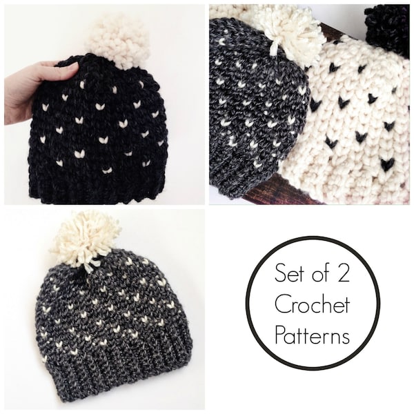 easy crochet pattern, crochet pattern bundle, crochet hat tutorial, tapestry crochet, crochet fair isle, intermediate crochet, crochet hat