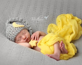 oggetti di scena per foto di neonati, modello di cappello all'uncinetto per la luna da neonato, cappello di luna per neonati, berretto per dormire, oggetti di scena per foto di bambini, modelli all'uncinetto per bambini, genere neutro