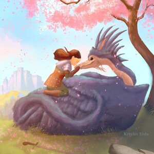 Dragon Rider Art Print Poster, Dragon Print, Fantasy Print, Kids Room,  Krister Eide, Manga