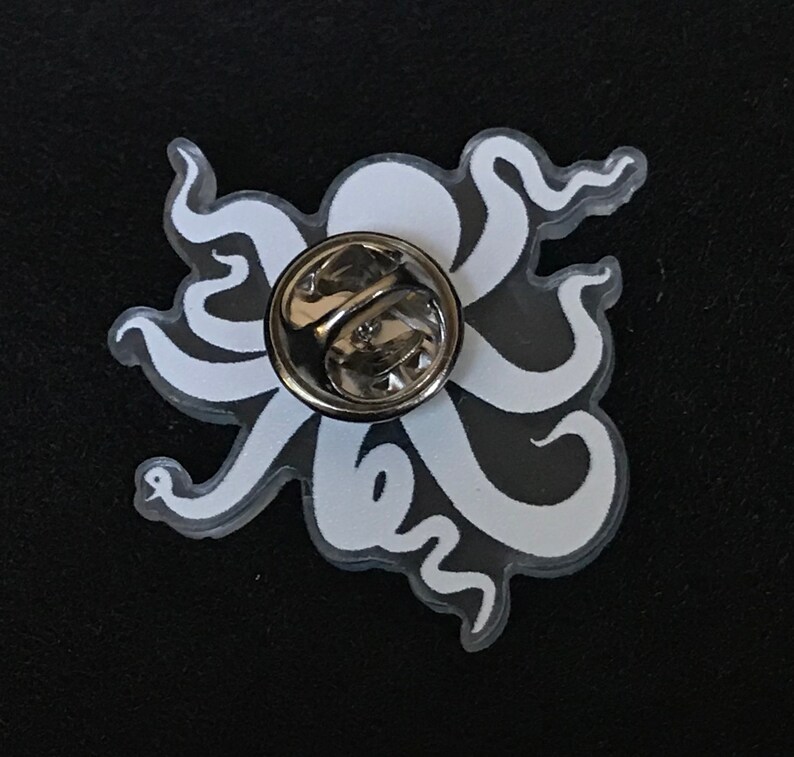 Kraken Pin, Little Blue Kraken, Acrylic Pin, Octopus Pin, Cute Animal Pin, Sea Animal Pin, 1.25 inches image 4