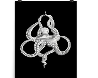 Fated - Kraken Octopus Ace of Spades Poster by Krister Eide Jules Verne Steampunk - Free Shipping U.S.