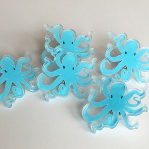 Kraken Pin, Little Blue Kraken, Acrylic Pin, Octopus Pin, Cute Animal Pin, Sea Animal Pin, 1.25 inches image 3
