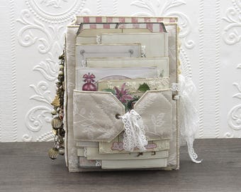 Christmas Junk Journal, Shabby Chic Holiday Scrapbook, A4 Book With Ephemera
