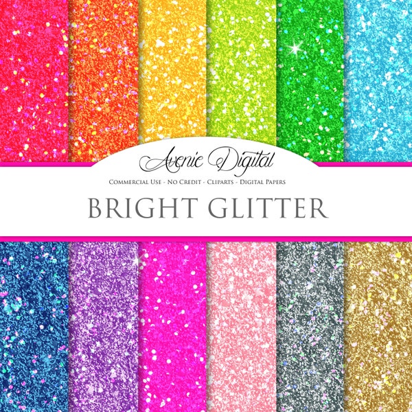 Bright Glitter Digital Paper. Scrapbooking Backgrounds, sparkle patterns for Commercial Use. Rainbow . Instant Download.