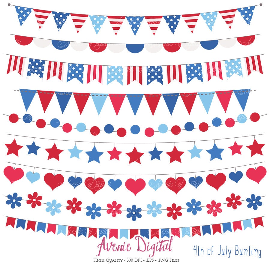 Patriotic Bunting Banner Clipart. Scrapbook Printable Vector | Etsy