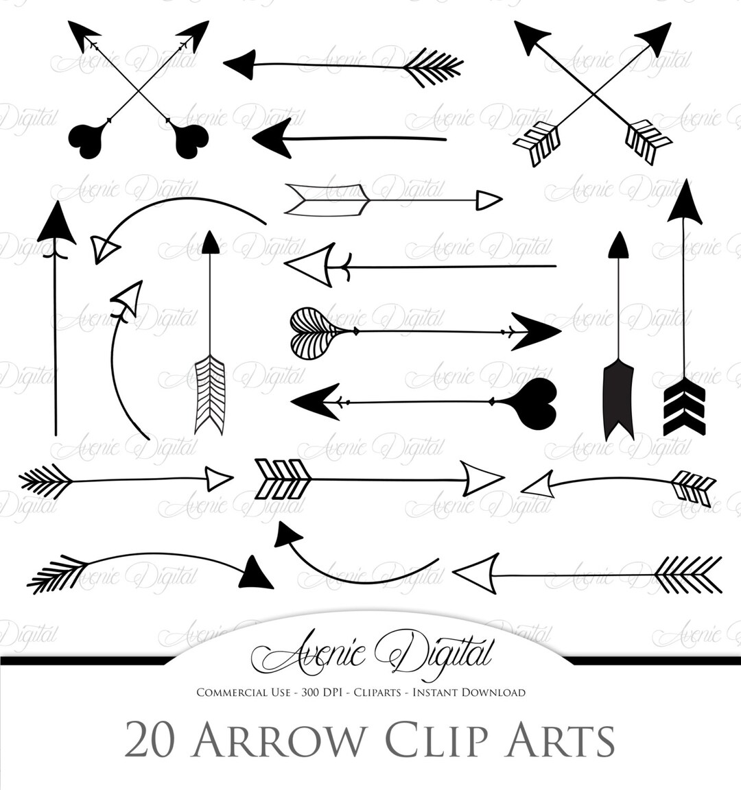 Black Arrow Clipart. Scrapbook Printables, Tribal Doodle Arrows for ...