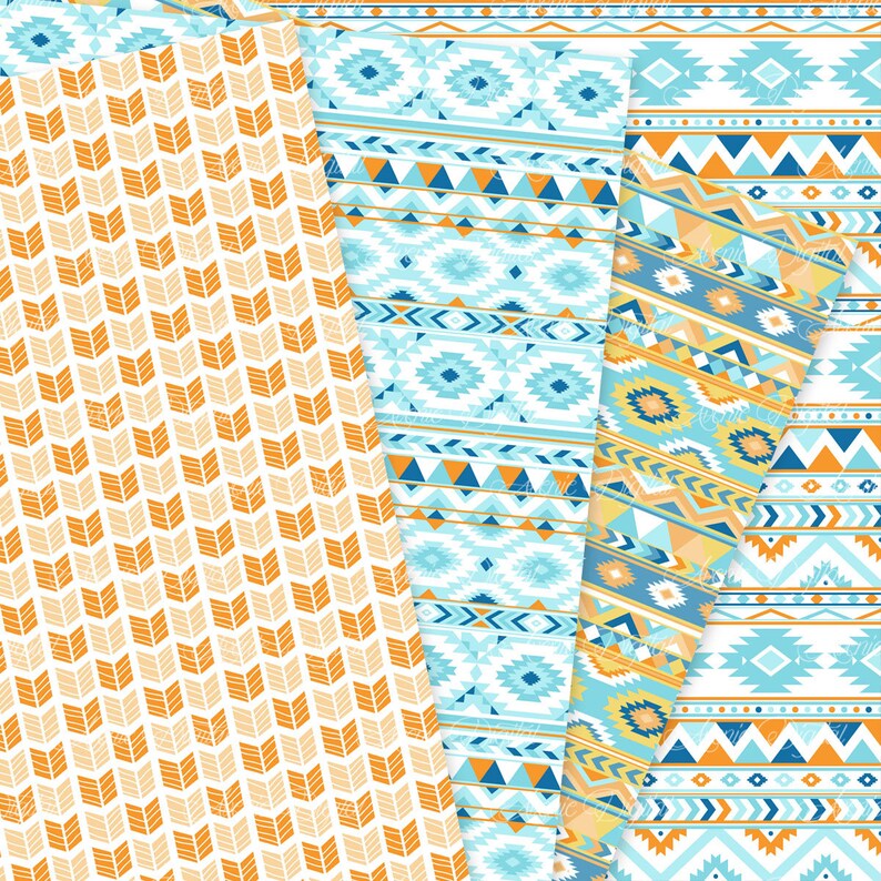 Beach Aztec Digital Paper. Scrapbook Backgrounds. Aztec - Etsy