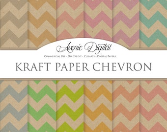 Kraft chevronDigital Paper. Scrapbooking Backgrounds, Cardboard patterns for Commercial Use. Brown Paper textures. Clipart Instant Download.