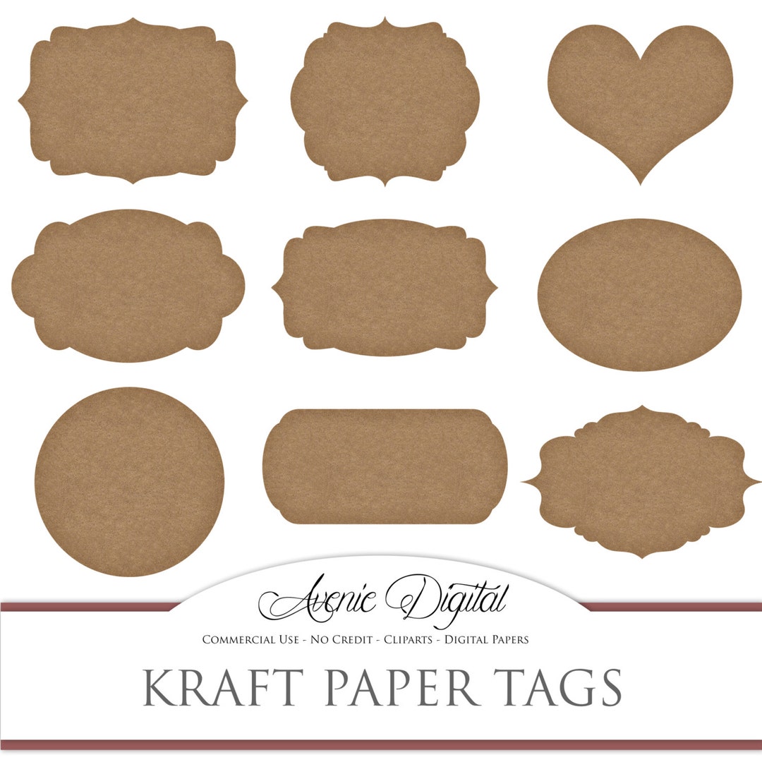 Digital Cardboard Tags. Scrapbooking Printables, Kraft Paper Frames, Labels  for Commercial Use. Round, Heart, Swirl. Download. Cliparts. (Instant  Download) 