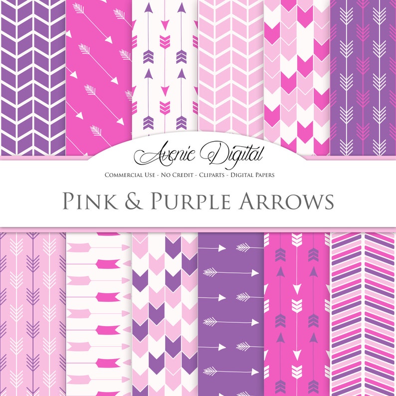 Scrapbook Backgrounds Tribal patterns for Commercial Use arrow Pink and Purple Arrows Digital Paper chevron clipart Instant Download.