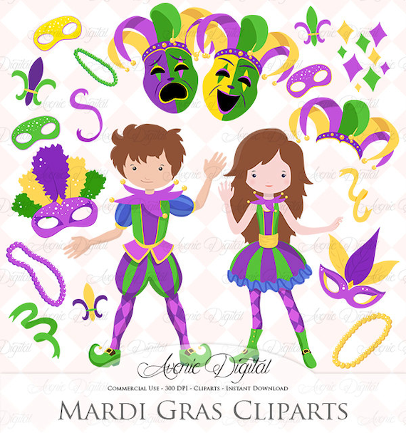 Mardi Gras Clipart Scrapbook Printables Carnival Clip Art Set - Etsy