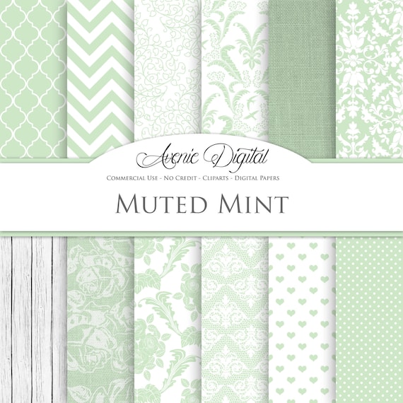 Muted Mint Wedding Digital Paper. Scrapbooking Backgrounds, bridal patterns for save the date cards and invitation. Commercial Use, Download Il_570xn