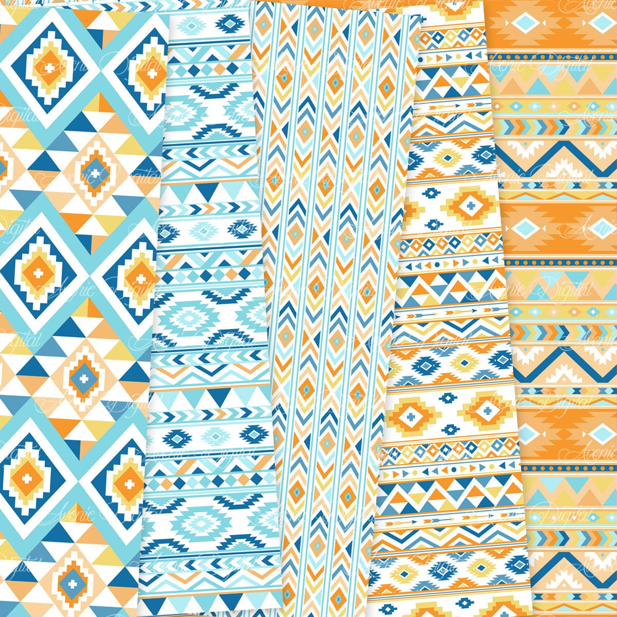 Beach Aztec Digital Paper. Scrapbook Backgrounds. Aztec | Etsy