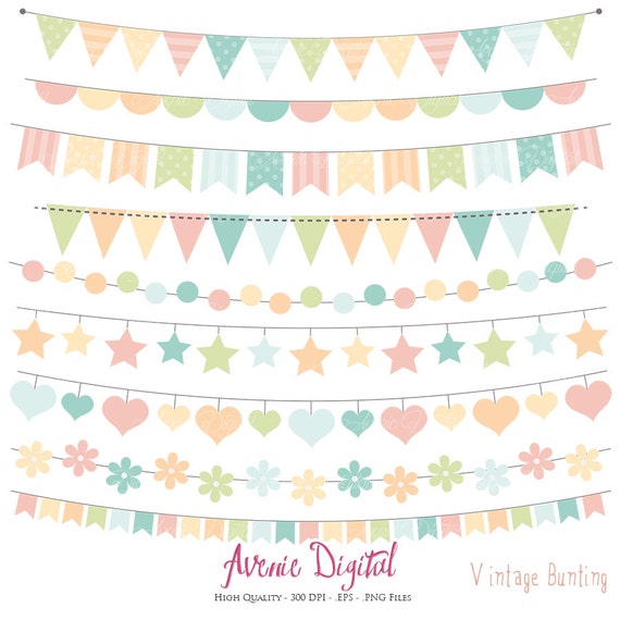 Rainbow banners Vector .eps Birthday flag banner Bunting Banner Clipart Scrapbook printable Colorful Party Clip art