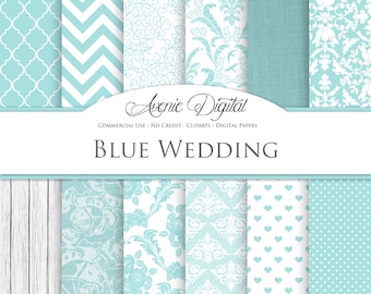 Light Blue Wedding Digital Paper. Scrapbooking Backgrounds, bridal patterns for save the date cards and invitation. Commercial Use, Download