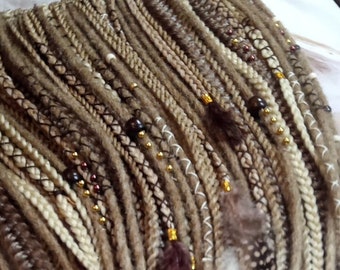 Blonde Ombre Single End SE Set Kit Synthetic Soft Crochet Boho Dread Braid Hair Wraps Extensions Textured Single Loop Dread Brown Dreads