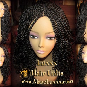 Long Black Curly Senegalese Twist Wig Unit! Alopecia Natural Hair Crochet Twist Twisted Braid Braided Braiding Wig 18in Wavy curly straight