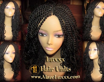 Long Black Curly Senegalese Twist Wig Unit! Alopecia Natural Hair Crochet Twist Twisted Braid Braided Braiding Wig 18in Wavy curly straight