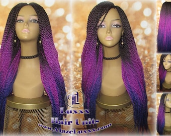 Ombre Black Pink Purple 24 Inch Long Soft Crochet Ombre High Temperature Braids Hair Synthetic Braiding Hair Extension Lakers