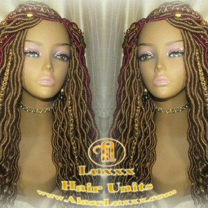 Marley Göttin Gehäkelte Synthetische Dread Dred Loc Lock Perücke Rot Weinrot 530 Ombre Gold honig blond 27 Box Zöpfe Kinky Twist Haar geflochten Perücke