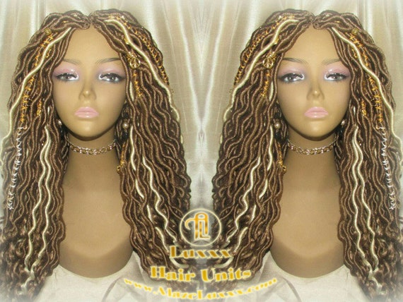 Wavy Goddess Faux Locs Blonde Honey 27 Hair Gypsy Bohemian Boho Dread Loc 613 27 De Se Dred Lock Crochet Braided Wigs Carnival Festival Hair