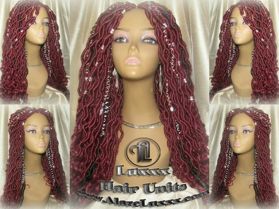 Braided Faux Wig Rich Red Black Goddess Loc Bohemian Boho Etsy