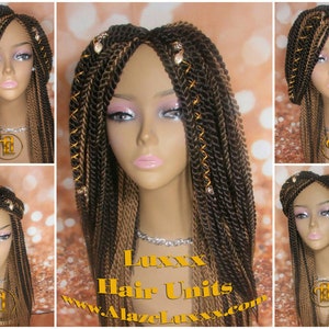 Straight Senegalese Twist Wig Unit! Medium Small Long Blonde Brown #4 #27 Crochet Twist Braided Wig 2tone honey blond hair charms wig maker