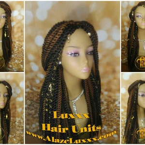 Jumbo Big Large Senegalese Twist Rope Twist Wig Unit! Glueless Lace Finish! Medium Large FREE SHIPPING! Brown Blonde Braid Wig