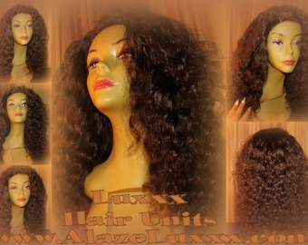 Cabelo virgem encaracolado 16 'lindo unidade personalizada renda frontal perucas de celebridades peruca look brasileiro malaio ou peruano grande cabelo virgem cabelo encaracolado