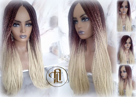 Buy Box Braid Wig Ombre Gradient Brown Blonde 24 26 Inch  display picture 2