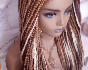 Lace Frontal Braid Wig Blonde Brown Ginger 27 30 613 Box  display picture 2