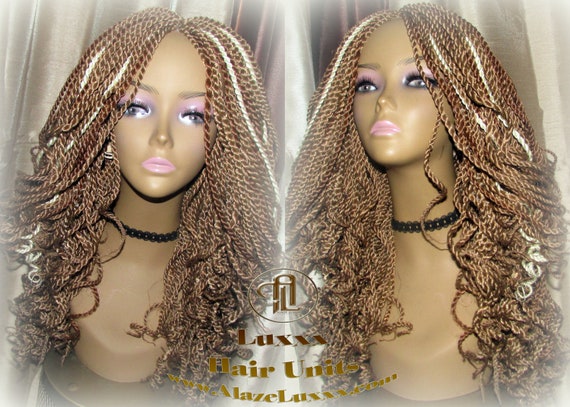 Straight Curled Senegalese Twist Wigblonde Platinum Bombshell 18' Auburn 27  30 613 Curly Alopecia Natural Kinky Marley Braided Braiding Wig 