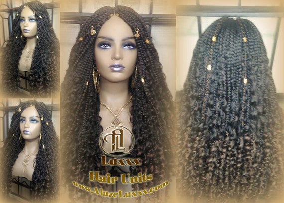 30inch Long Ombre Brown Box Braided Lace Wigs With Baby Hair Bur