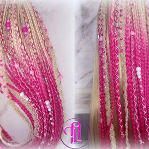 Ponytail Hair Fall Extensions Blonde Pink Ombre Elements Accents Feathers synthetic box braids hair scrunchie clip in Clip on Braids