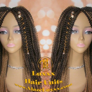 Straight Senegalese Twist Wig Unit! Medium Small Long Blonde Brown #4 #27 Crochet Twist Braided Wig 2tone honey blond hair charms wig maker