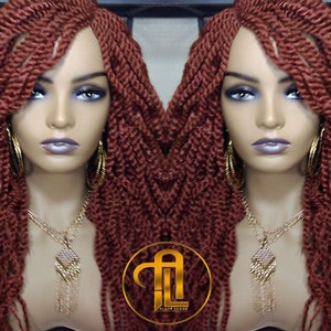 Senegalese Twist Wig Auburn 350 Reddish  Long Wavy Curly  Braids Long Straight Medium Twist Braids woc wig Burnt Orange