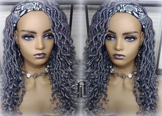 Headband Wig Short 14\' Goddess Faux Salt Pepper 44 51 Gypsy Boho Silver Gray Salt & Pepper Body Wave main image 4