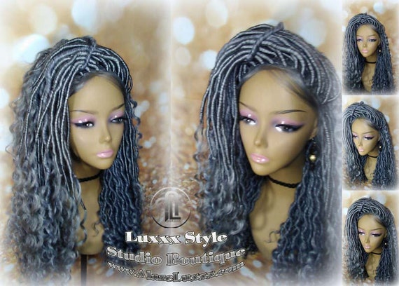 Lace Frontal Lace Front Straight Storm Silver Grey Gray 44 51 Platinum Gypsy Goddess Faux Dread Loc Lock Crochet Freetress Model Model Wig Etsy Canada