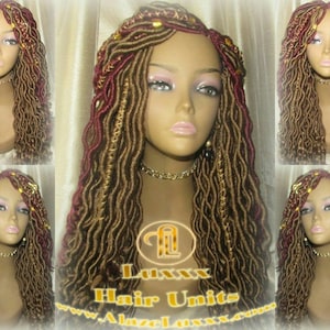Göttin Faux Loc Perücke Gold Honig Blond 27 Marley Gehäkelt Synthetischer Dread Dred Rot Burgundy 530 Ombre Box Zöpfe Kinky Twist Haar geflochten Perücke