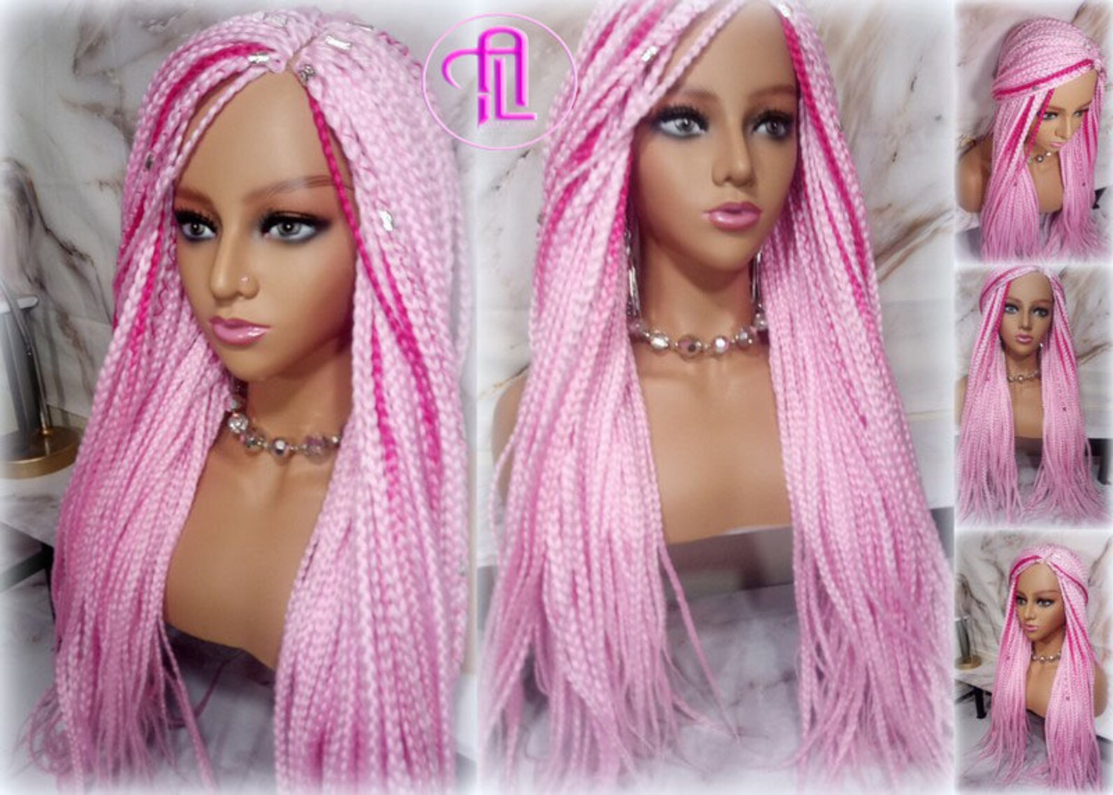 Light Pink Hot Pink Mermaid Box Braids Braided Synthetic Hair Etsy