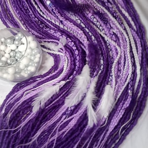 Purple White Dreadlock Extensions  Crochet Dreads Synthetic Dreadlocks Straight Textured Extensions Se Dreads Single Ended Hair Extension