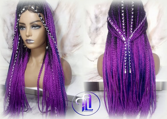 Box Braids Ombre Black Purple Blue Mermaid Gradient Braid  display picture 2